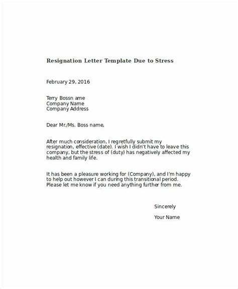 Involuntary Resignation Letter Due To Stress Tempalte Ideas 2022