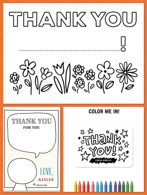 Color In Kids Thank You Notes Childrens Stationery Partyideapros