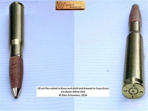 50 Cal Bullet Pen Brass Cross Grain Walnut Desk Pen Etsy