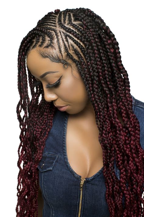 Braids archives haircuts hairstyles 2020 bohemian box braids is one of the trending and most loved hairstyle because of its excellent look and long lasting carefree feature boho box is also referred to as goddess braids because of its subtle texture that brings out the. Maroon/Purple/Red Braids | Braided hairstyles, Chic ...