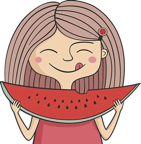 Girls Eating Watermelon Illustrations Royalty Free Vector Graphics