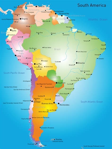 South America Map Countries List Wayne Baisey