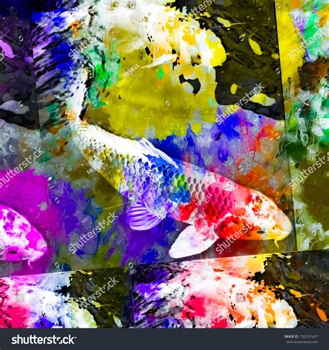 Koi Fish Painting Texture Abstract Background Stock Illustration