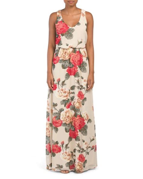 Rose Print Kendall Maxi Dress Maxi Dresses Tjmaxx In 2020 Maxi Dress Dresses Womens