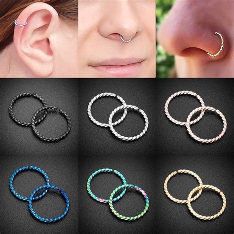 New 20g 08mm Fake Twisted Rope Cartilage Clicker Helix Etsy