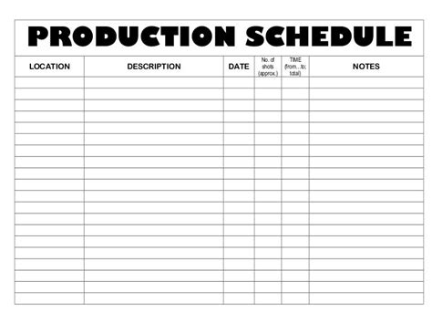 Production Schedule Template Mvid