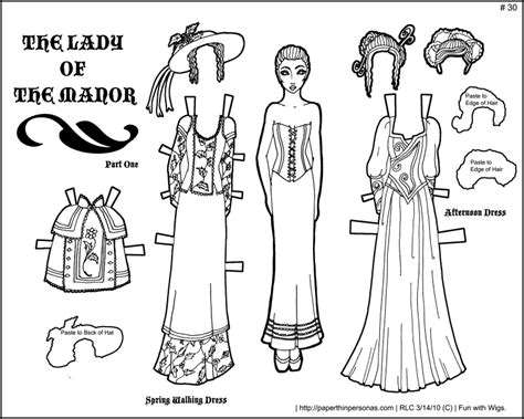 Have the kids glue the costumes on the paper dolls and create a fun activity like making up a christmas. Lady of the Manor- Black and White Printable Paper Doll