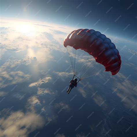 Premium Ai Image A Person Is Parachuting In The Sky With The Sun
