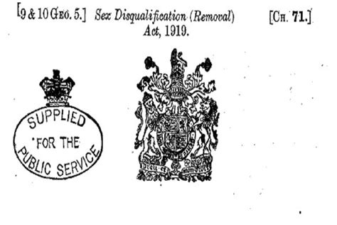 The Sex Disqualification Removal Act 1919 Govuk