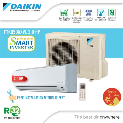 Daikin Inverter Aircon 2 0 Hp Split Type Air Conditioner FTKQ50AXVL