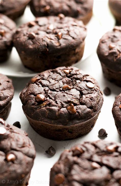 Healthy Double Chocolate Zucchini Muffins Amys Healthy Baking
