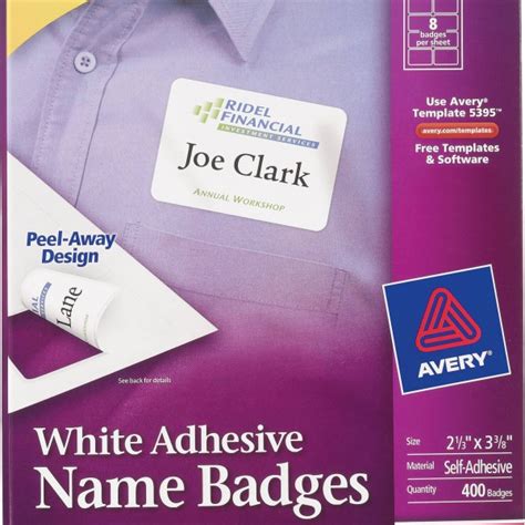 Avery 5395 Label Template Avery 5395 White Adhesive Name Badges 2 1