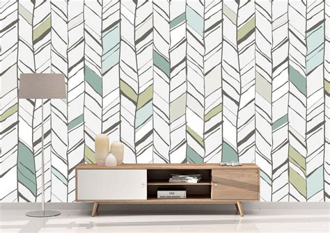 Removable Peel And Stick Wallpaper Green And Gray Etsy In 2020