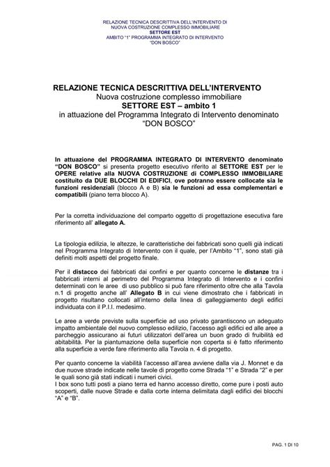 Relazione Tecnica Descrittiva Dell Intervento Nuova