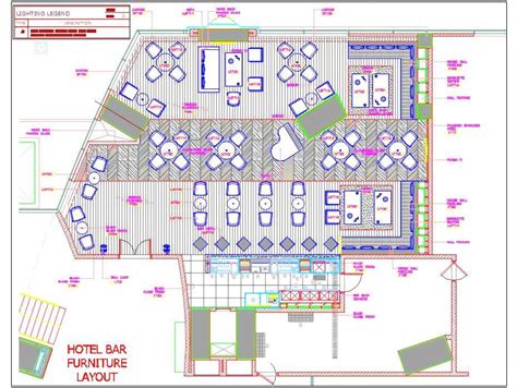 Bar And Restaurant Interior Floor Plan Dwg Drawing