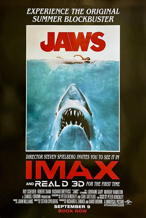 Original Jaws Movie Poster Steven Spielberg Great White Shark Imax