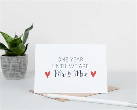 One Year Until Wedding Card Wedding Countdown Card Card Etsy