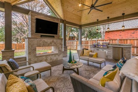 Contemporary Patio Cover With Fireplace In Flower Mound Texas Custom