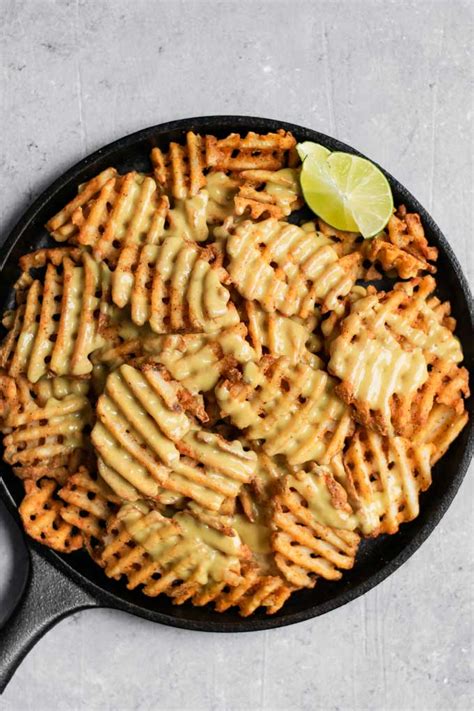 Waffle Fry Nachos With Vegan Queso The Curious Chickpea