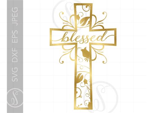 Gold Blessed Cross Svg Cross Clipart Cross Cut File For Etsy