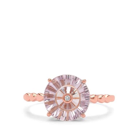Lehrer Torus Rose De France Amethyst And Pink Diamond 9k Rose Gold Ring