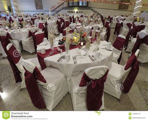 Wedding Reception Set Up With All Table Arrangements For