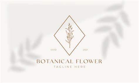 Botanical Floral Element Hand Drawn Logo With Wild Flower And Leaves