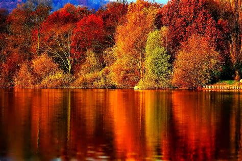 September Colorful Glow Colors Nice Reflection Shine Autumn