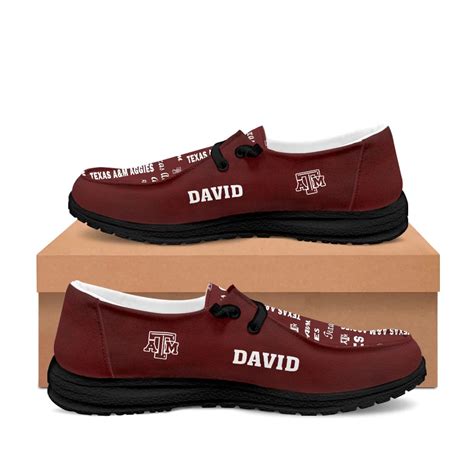 texas aandm aggies ncaa personalized hey dude sports shoes custom name design perfect t for