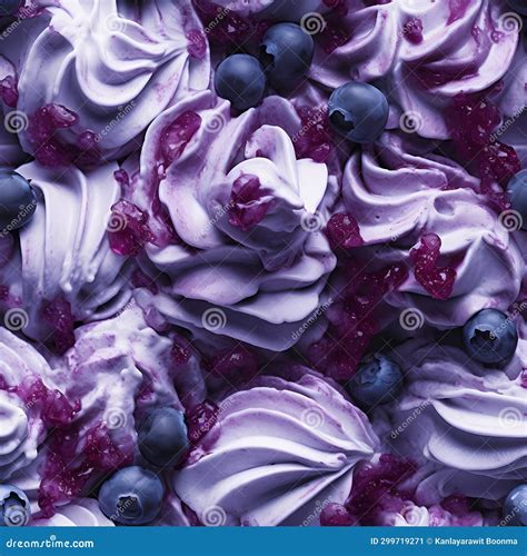 Ice Cream Blueberry Flavors With Blueberry Jam In Seamless Pattern