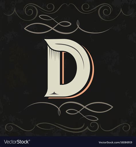 Retro Style Western Letter Design Letter D Vector Image