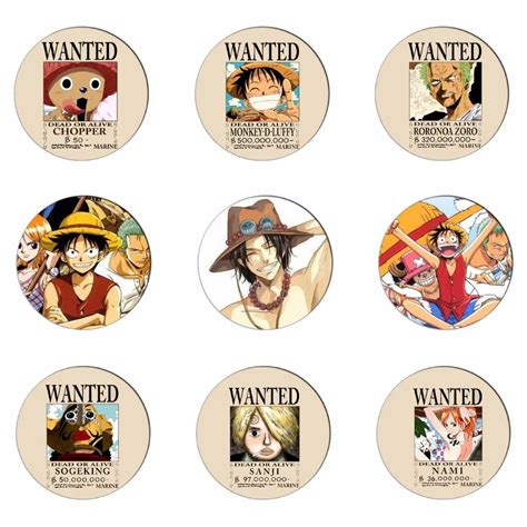 6pcsset Anime One Piece Badge Acrylic Cartoon Pins Monkey D Luffy