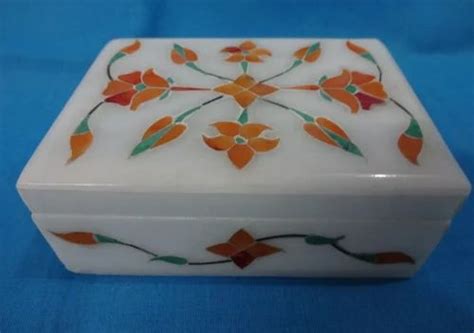 White Carved Marble Inlay Design Decorative Boxes For Home Decor Shape