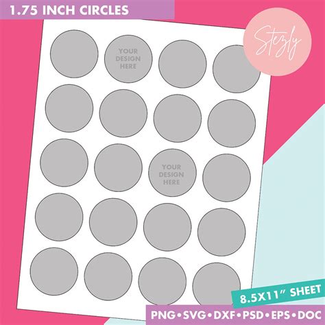 175 Inch Circle Template Circles Template Stickers Etsy