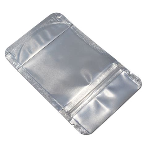Stand Up Clear Silver Zip Lock Pure Aluminum Foil Bags Pouch Mylar