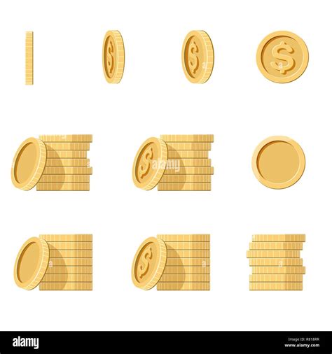 Coins Stack Set Vector Illustration Flat Coin Money Stacked Icon Flat