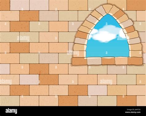Window On Stone Wall Vector Background Illustration Stock Vector Image Art Alamy