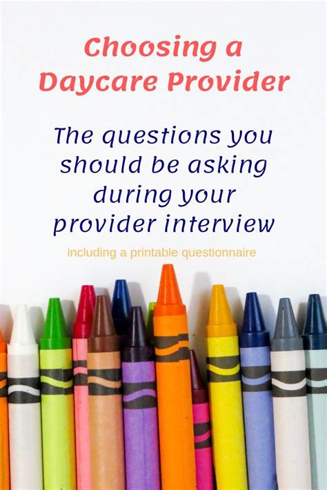 Questions To Ask A Potential Daycare Provider With A Printable