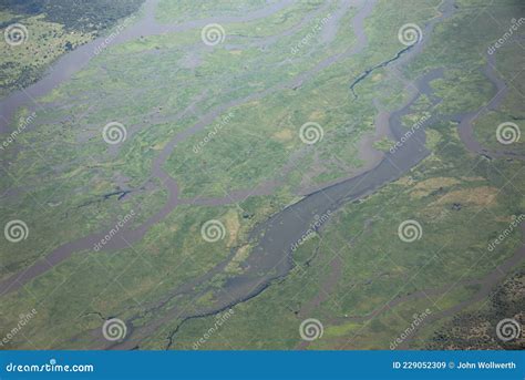 Aerial View Of The White Nile River As It Flows Through South Sudan