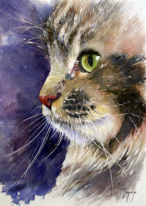 Pin By Marba54 On Wölfe Watercolor Cat Animal Paintings Cat Art