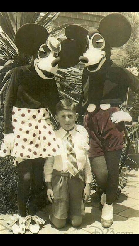 1939 Terrified Small Child Poses With First Mickey And Minnie Mouse