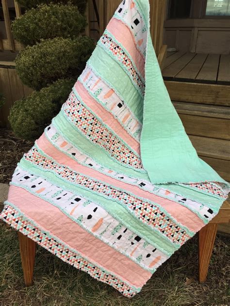 Southwest Baby Or Throw Size Rag Quilt In A Feather And Etsy Rag