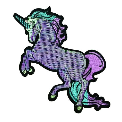 Unicorn Sequin Embroidered Patches Applique 2 Pack Diy Sew Iron On
