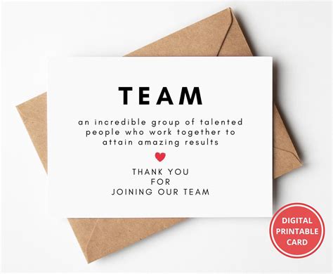 Thank You Team Welcome To The Team Card New Staff Team Etsy