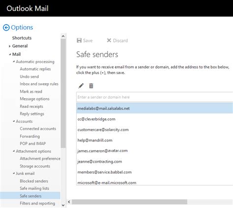 Adding An Email Address To Outlook Mails Safe Sender List