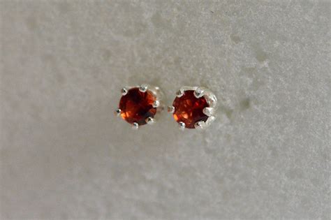 Sapphire Earrings Studs Red Sapphire Silver Mm Small Etsy