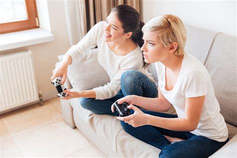 Women Playing Video Games Stock Photo Image Of Female