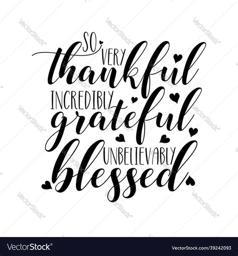 Thnakfu Grateful Blessed Calligraphy Royalty Free Vector