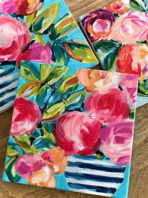 How To Paint Loose Abstract Flowers With Acrylic Paint On Canvas