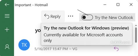 “try The New Outlook” Toggle In Windows 11 Mail App To Switch To New